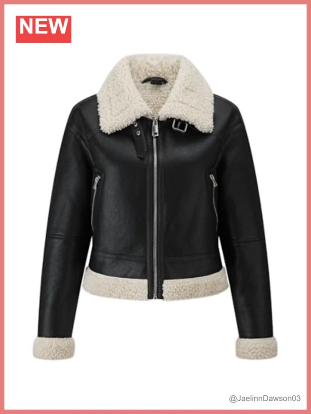 Faux Fur Faux Leather Cropped Moto Biker Jacket